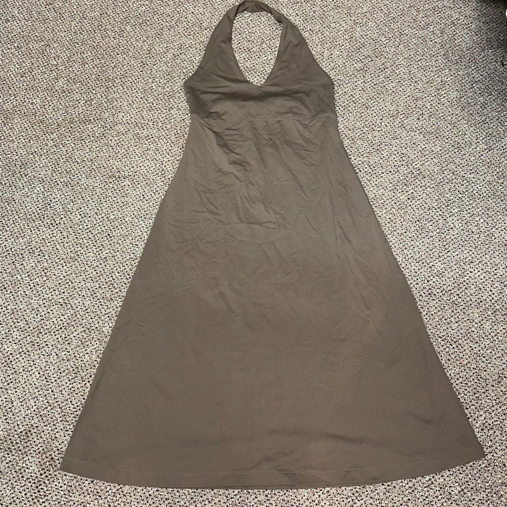 Patagonia Womens Brown Halter Neck Tie Back A-Line Performance Dress Size M
